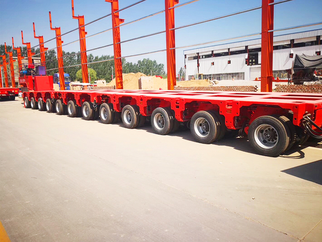 150T heavy duty machine transport modular low bed semi trailer