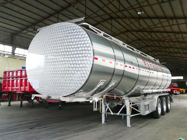 Edible oil transport three BPW axles air suspension aluminum tanker body tank trailer