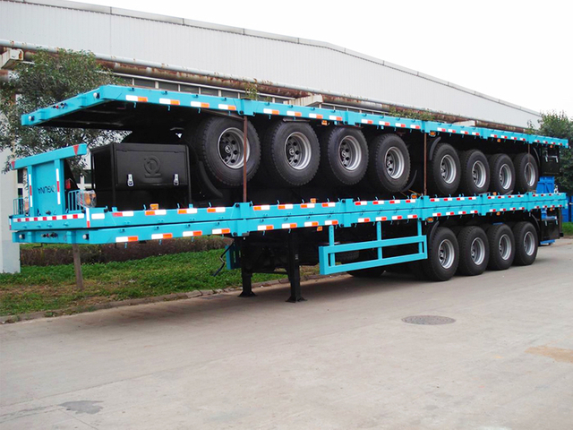 4 axles transport 45ft container twist locks installed flatbed semi trailer