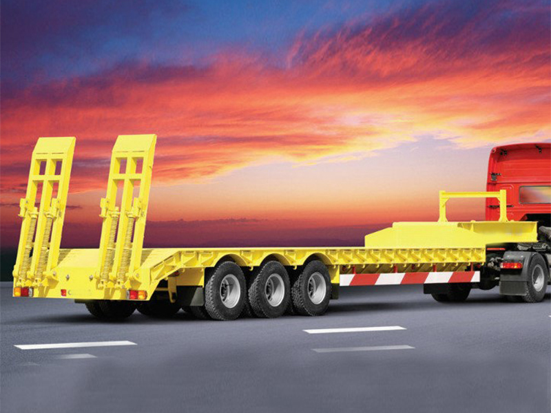 Three axles transport heavy machines low bed trailer